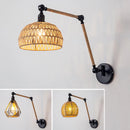 Nordic telescopic wall lamp with adjustable swivel arm and hemp rope