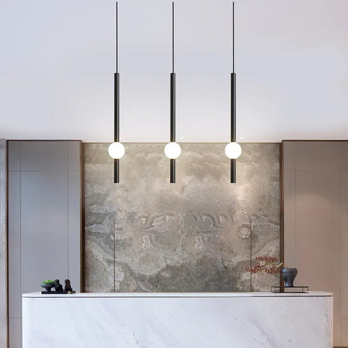 Long bar LED chandelier pendant light - vue 5 sur 14