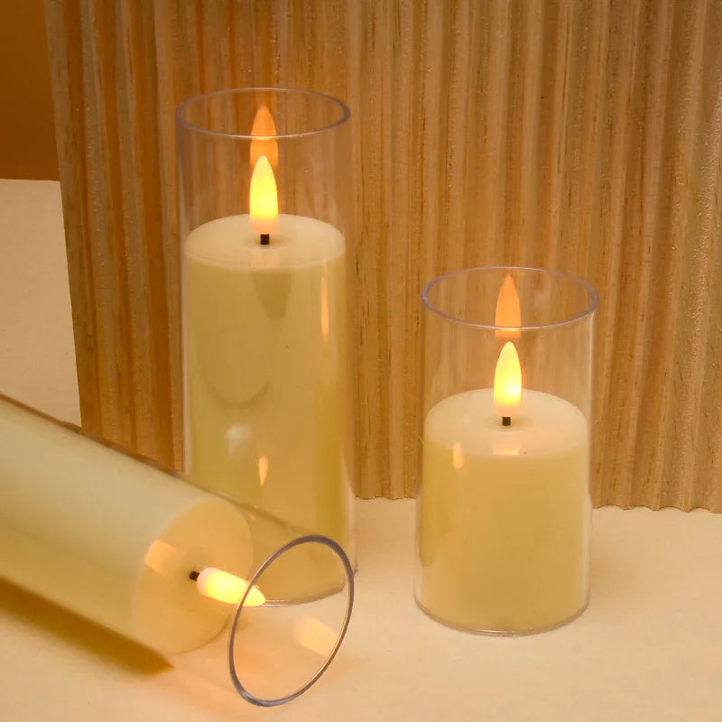 set of 3 flameless LED candles for wedding and party decoration - vue 5 sur 9