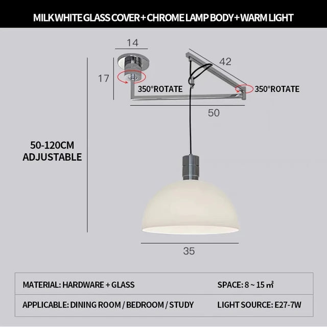 Modern foldable Nordic design telescopic chandelier for contemporary interiors - vue 8 sur 14