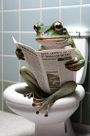 Humorous animal wall decoration with toilet and newspaper