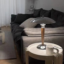 Nordic wooden desk lamp with chrome shade