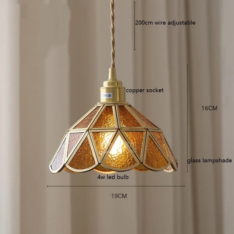Nordic vintage handheld lamp with coloured glass and copper - vue 12 sur 29