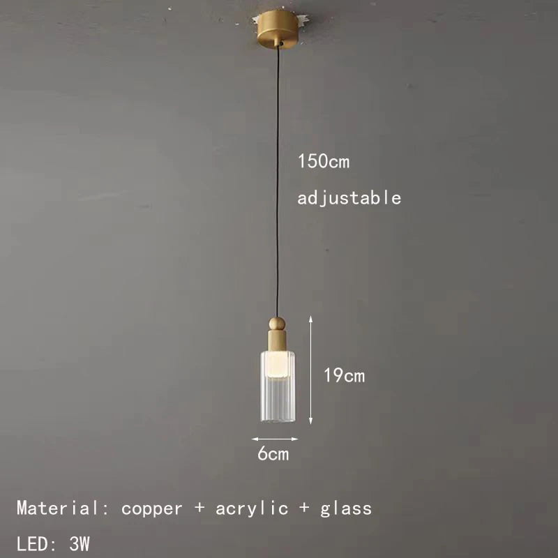 Modern glass and copper pendant light with 3 interchangeable cords - vue 8 sur 8