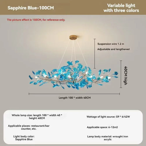 Artpad Nordic romantic chandelier with acrylic leaves for the home - vue 21 sur 21