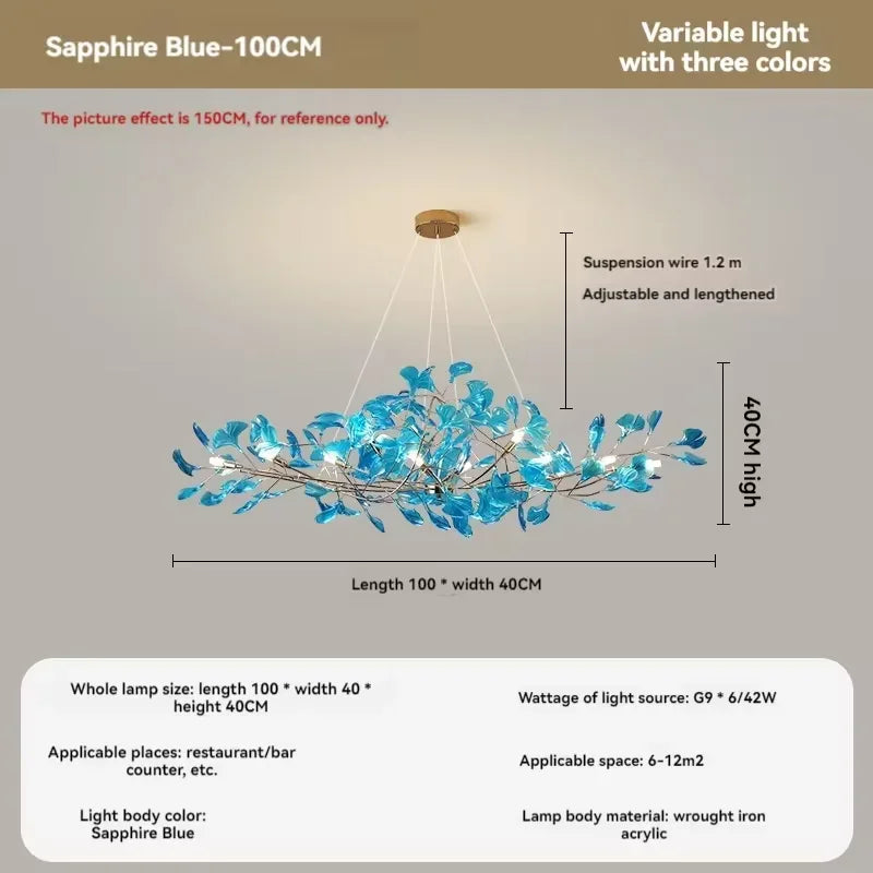 Artpad Nordic romantic chandelier with acrylic leaves for the home - vue 20 sur 21