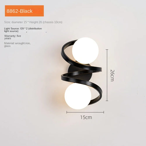 Modern glass LED wall light for loft and mirror front - vue 9 sur 10