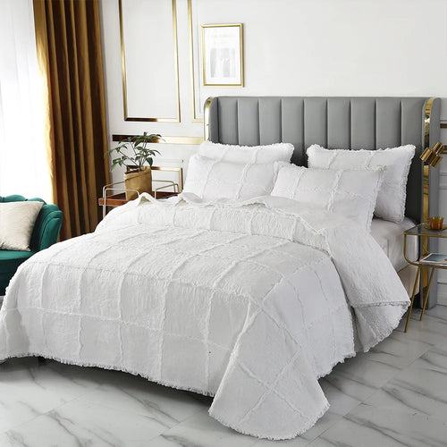 White Rose Plaid Cotton Bedspread, Quilted Duvet Blanket, American Coverlet, Cubrecam Bed Cover, Bedding Sets, Patchwork - vue 3 sur 6