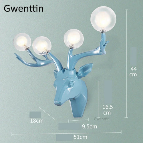 Modern resin LED deer antler wall light - vue 10 sur 9