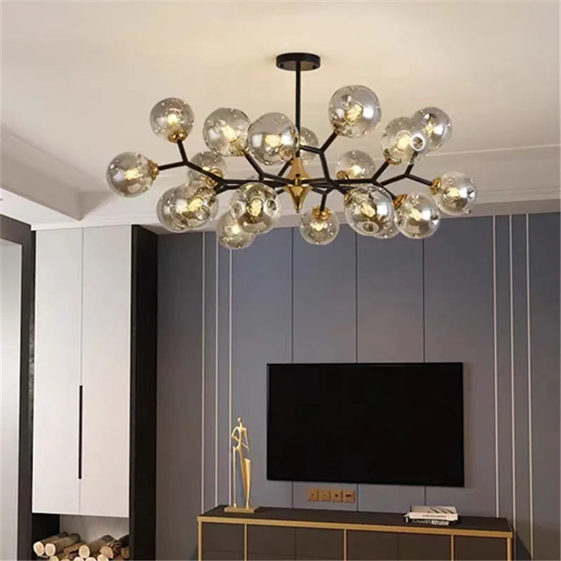 Industrial glass chandelier for an elegant and modern interior