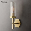American luxury LED wall light with crystal and gold metal shade