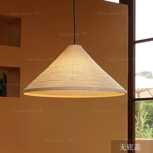 Japanese wabi sabi rice paper LED chandelier