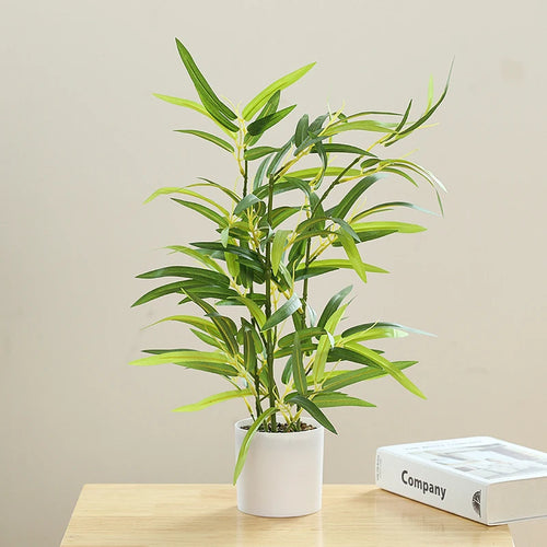 Artificial potted bamboo and monstera plant for home and office decor - vue 2 sur 14
