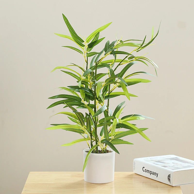 Artificial potted bamboo and monstera plant for home and office decor