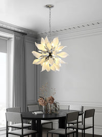 Square ceramic chandelier with hanging flower petals