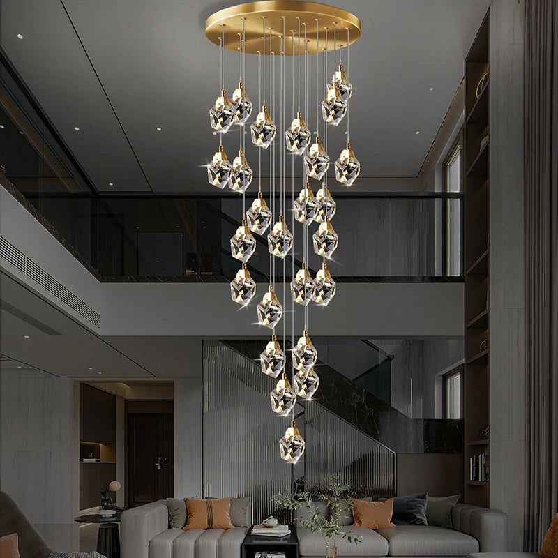 Suspended crystal chandelier for elegant and modern lighting