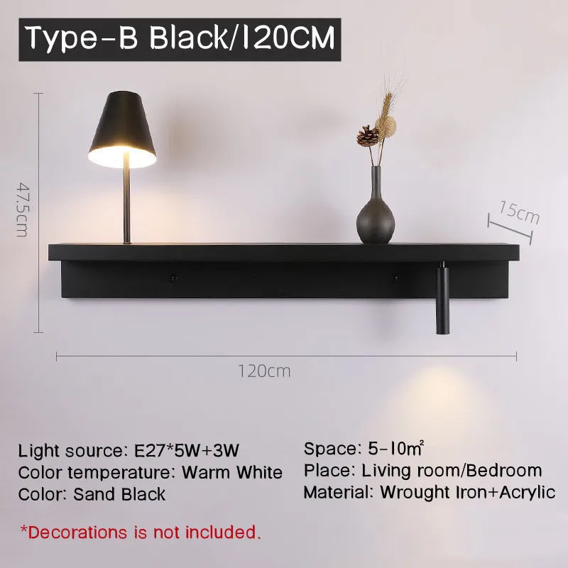 Bedside wall light with shelf 3W