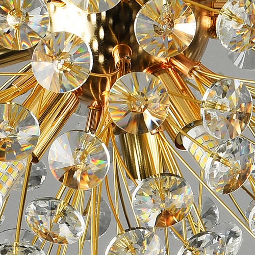 Elegant and bright crystal dandelion round LED chandelier - vue 5 sur 12