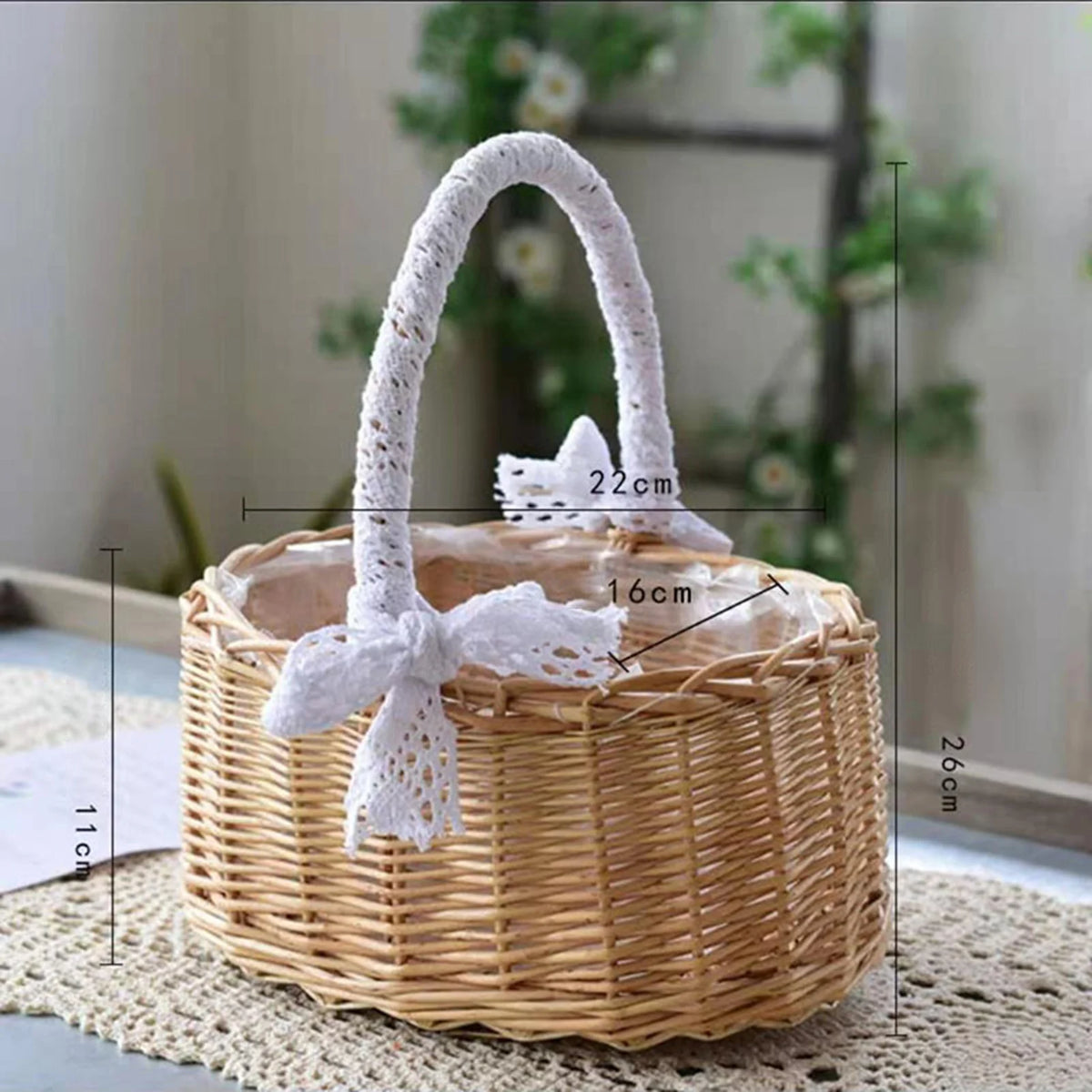 wedding flower basket with bow tie large capacity versatile - vue 9 sur 16