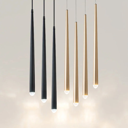 Long tube acrylic and copper cone pendant light for bar and shop - vue 2 sur 8