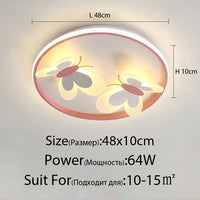 Decorative pink butterfly children's ceiling light for bedroom and study