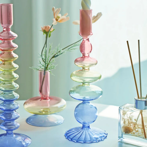 Glass candlestick holder for party and wedding decorations - vue 4 sur 16
