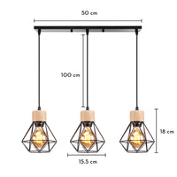 Vintage wooden pendant light LED suspension