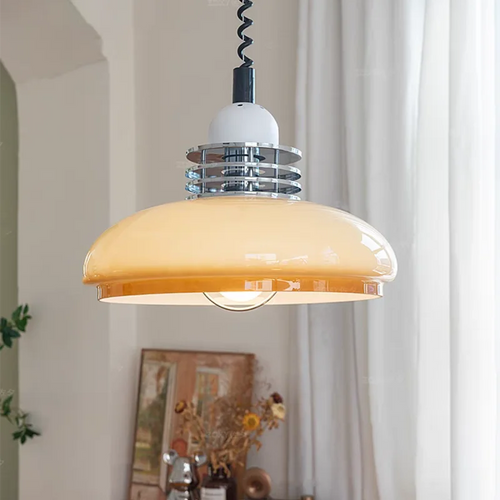 Retro retractable glass pendant light for interior decor - vue 2 sur 7