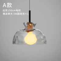 Japanese style LED pendant lamp in wood and glass, decorative lighting