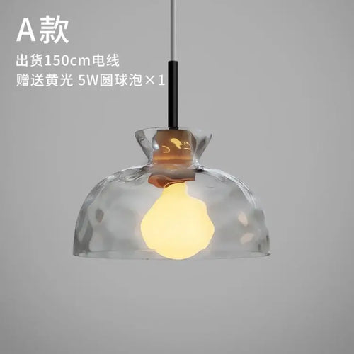 Japanese style LED pendant lamp in wood and glass, decorative lighting