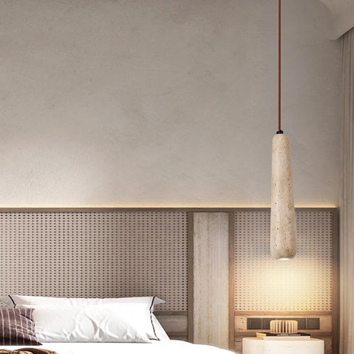 Retro LED pendant chandelier with vintage natural stone - vue 4 sur 6