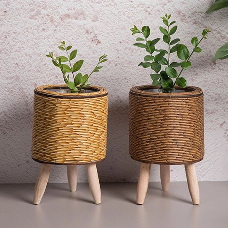 woven rattan flower pot for decoration and storage
