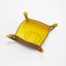 Foldable leather storage tray for various items