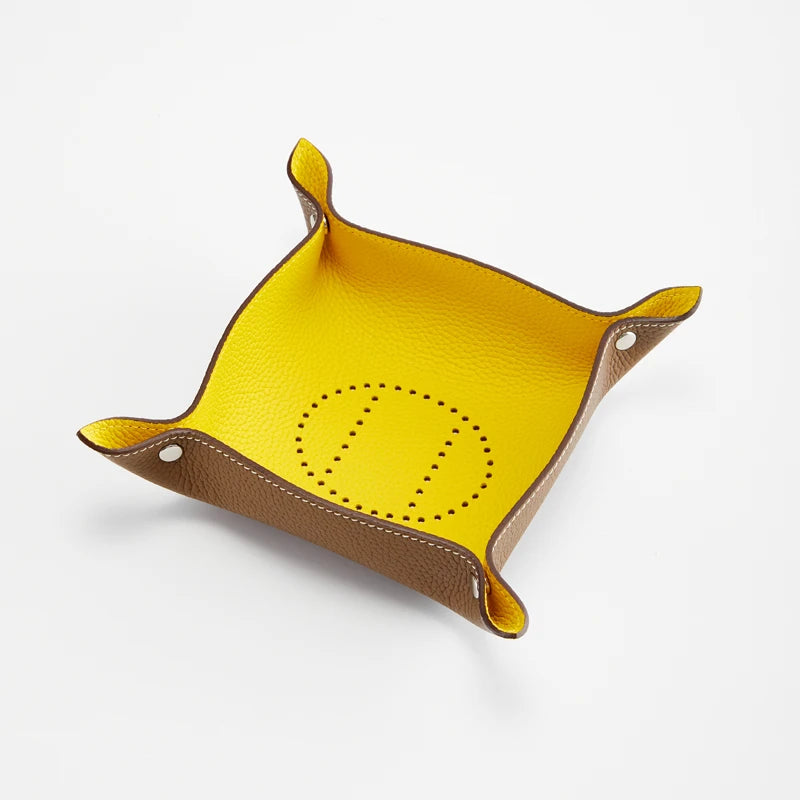 Foldable leather storage tray for various items - vue 8 sur 10