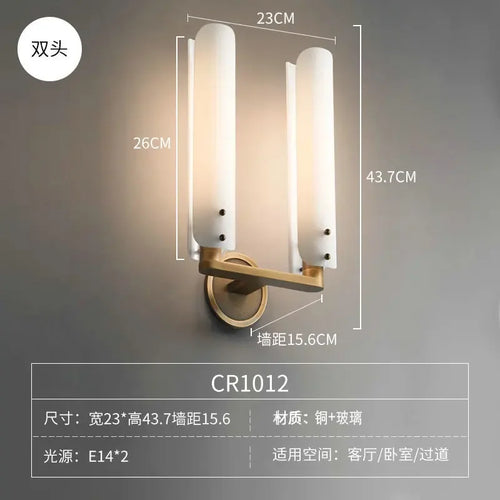 Retro copper and glass luxury decorative wall light for interiors