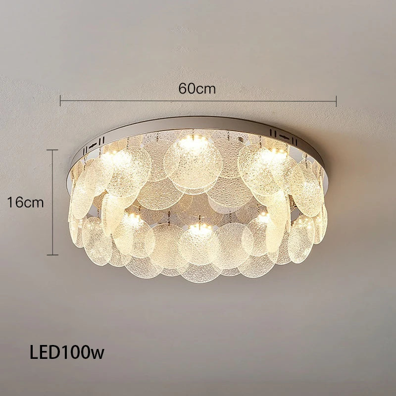 Luxury round silver glass LED ceiling light
