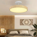 Modern round ceiling light with wood-effect finish for elegant interiors