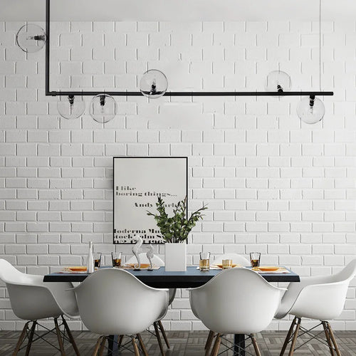 Modern linear chandelier for interior decor and dining table - vue 4 sur 10