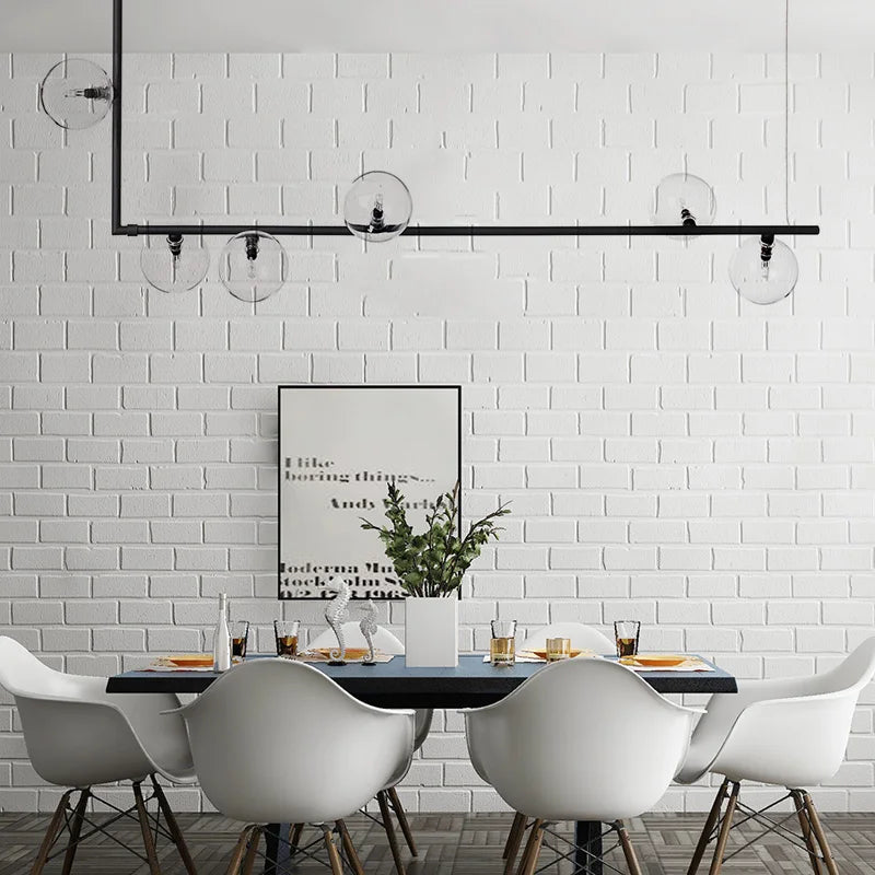 Modern linear chandelier for interior decor and dining table - vue 3 sur 10