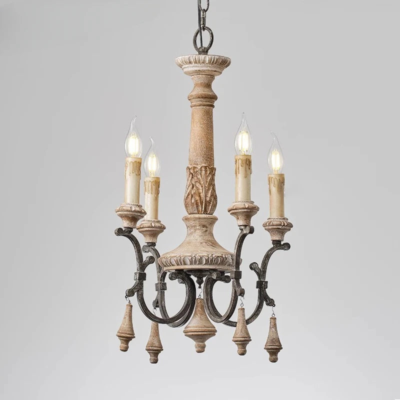 Retro wooden chandelier for elegant and refined interior decor