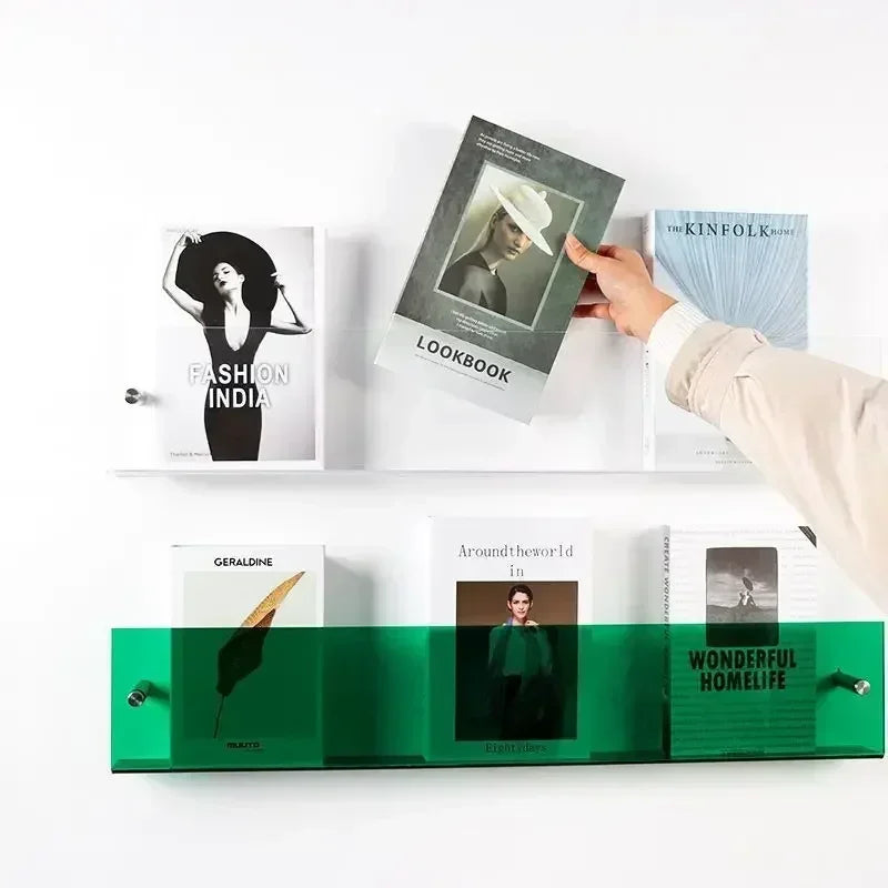 clear acrylic wall mount for magazines and books