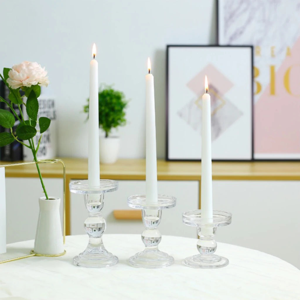 Clear glass candle holders for home decor and events - vue 3 sur 9