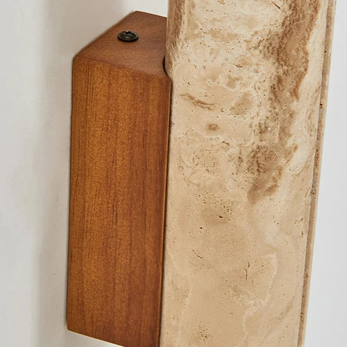 Art deco wall light in natural stone and wood for a warm ambience - vue 6 sur 8