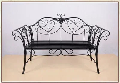 wrought iron garden bench outdoor table and chairs - vue 9 sur 14