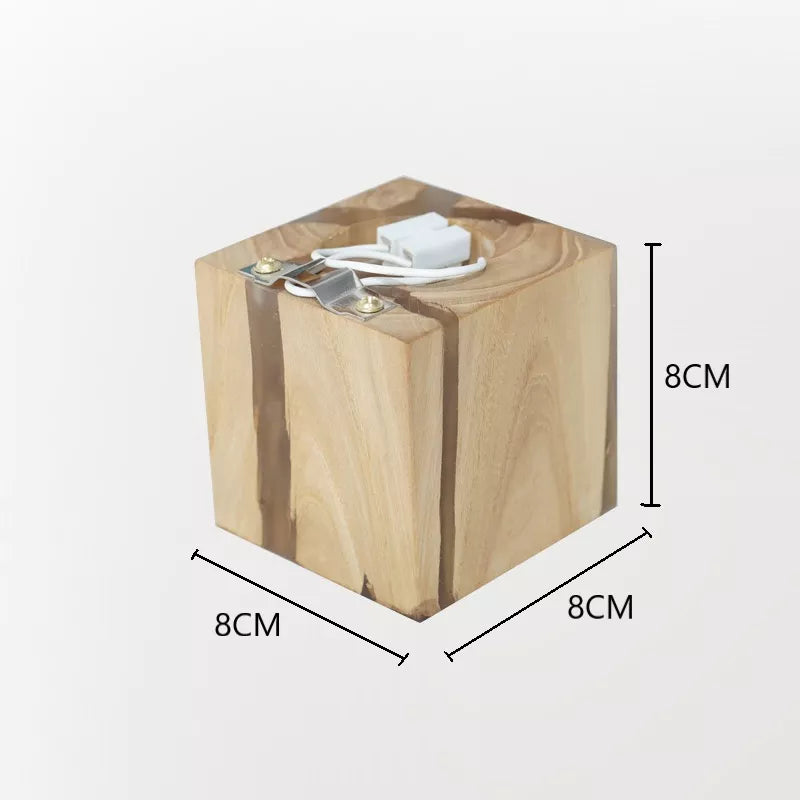 Modern simple wood and resin wall light - vue 6 sur 6
