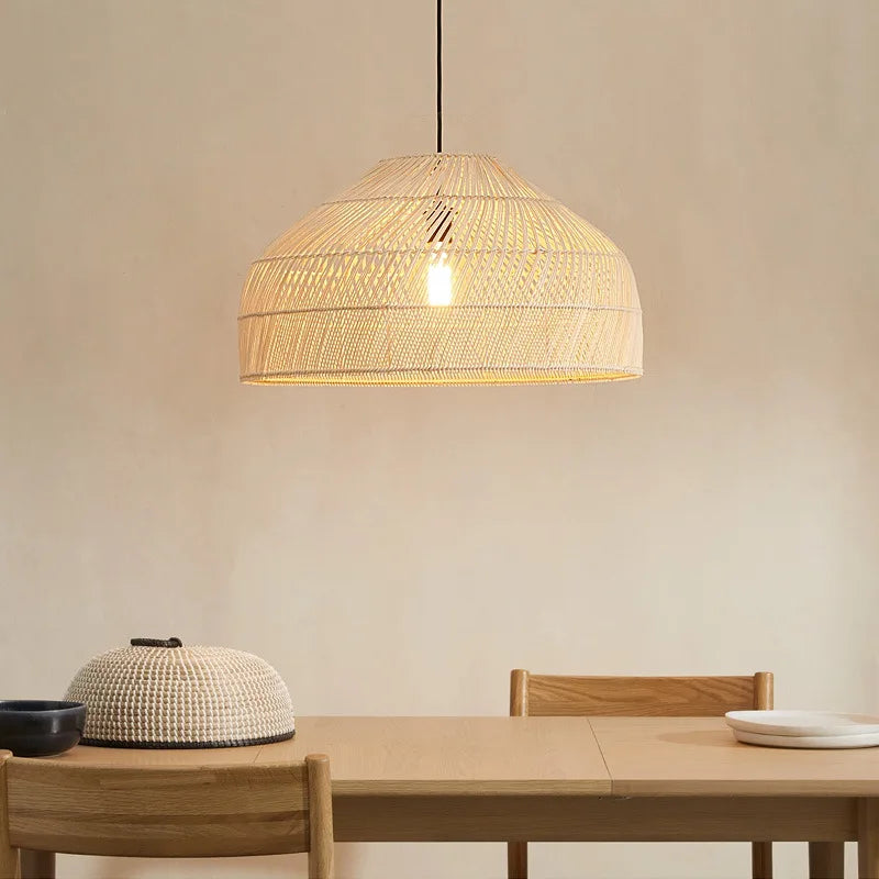 Vintage rattan pendant light in Asian style for interior decoration
