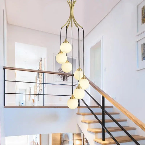 Art deco copper LED chandelier for elegant lighting - vue 2 sur 8