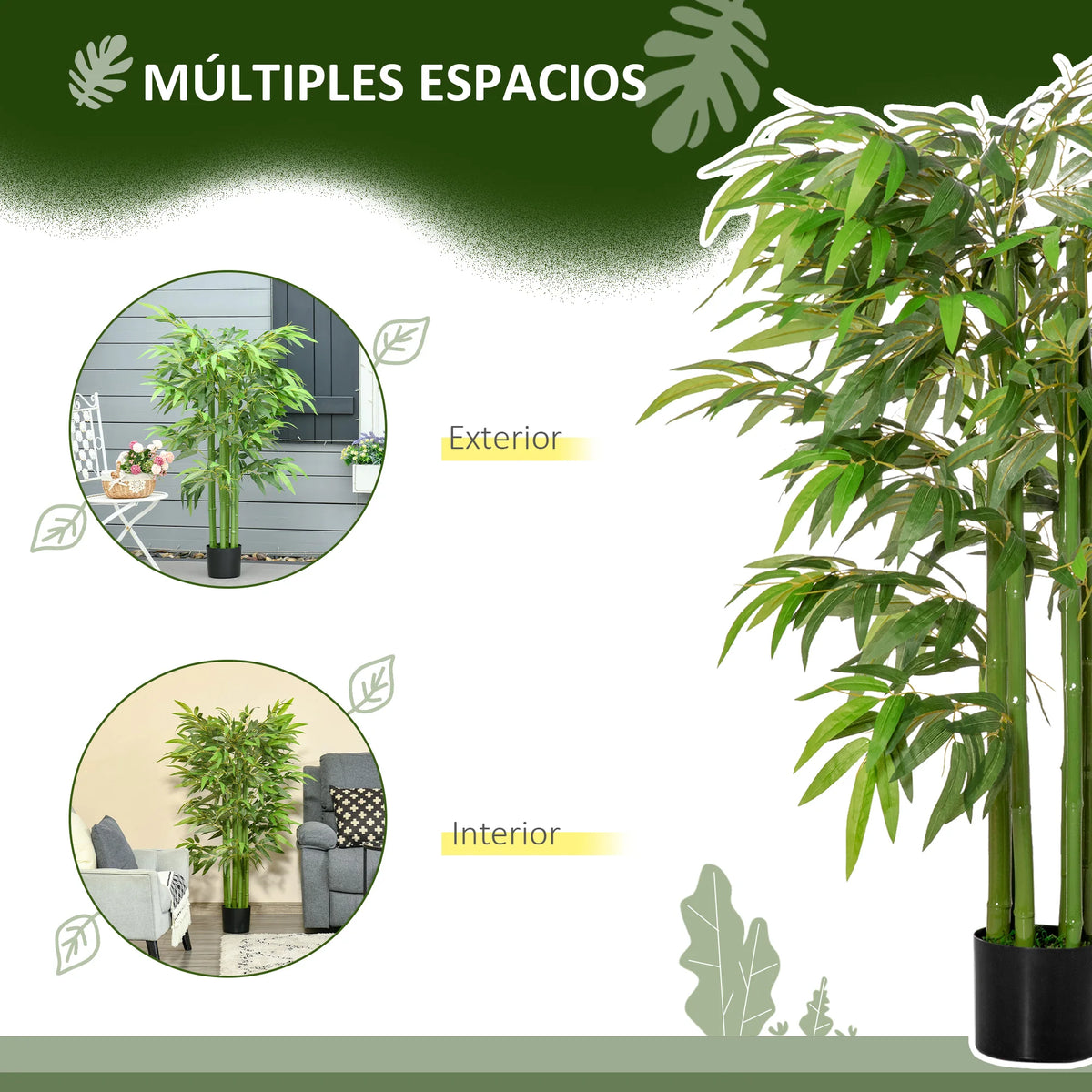 Bamboo flower pot with artificial reeds for indoor decoration - vue 7 sur 7