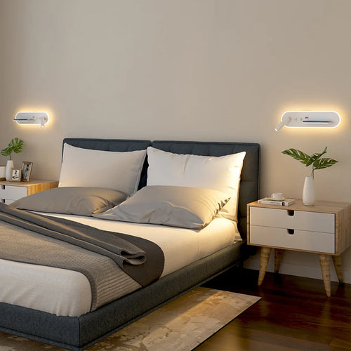 Multifunction LED bedside wall light with USB port and wireless charger - vue 4 sur 12