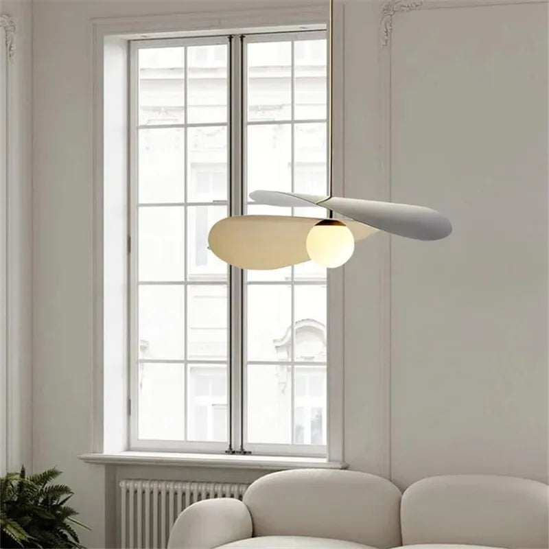 Loft style metal and fabric lotus pendant light